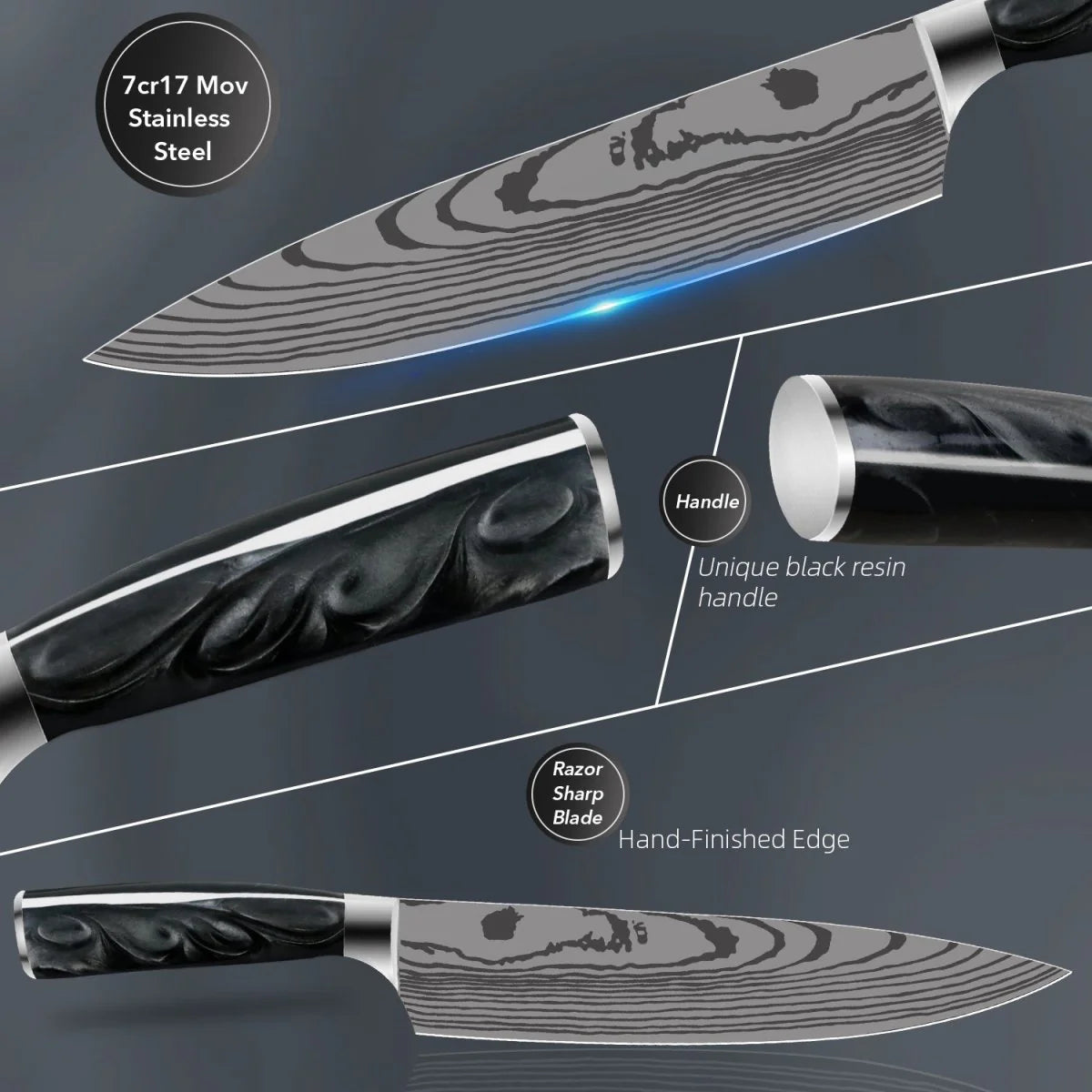 4-Piece Professional High Carbon Steel Chef Knife Set