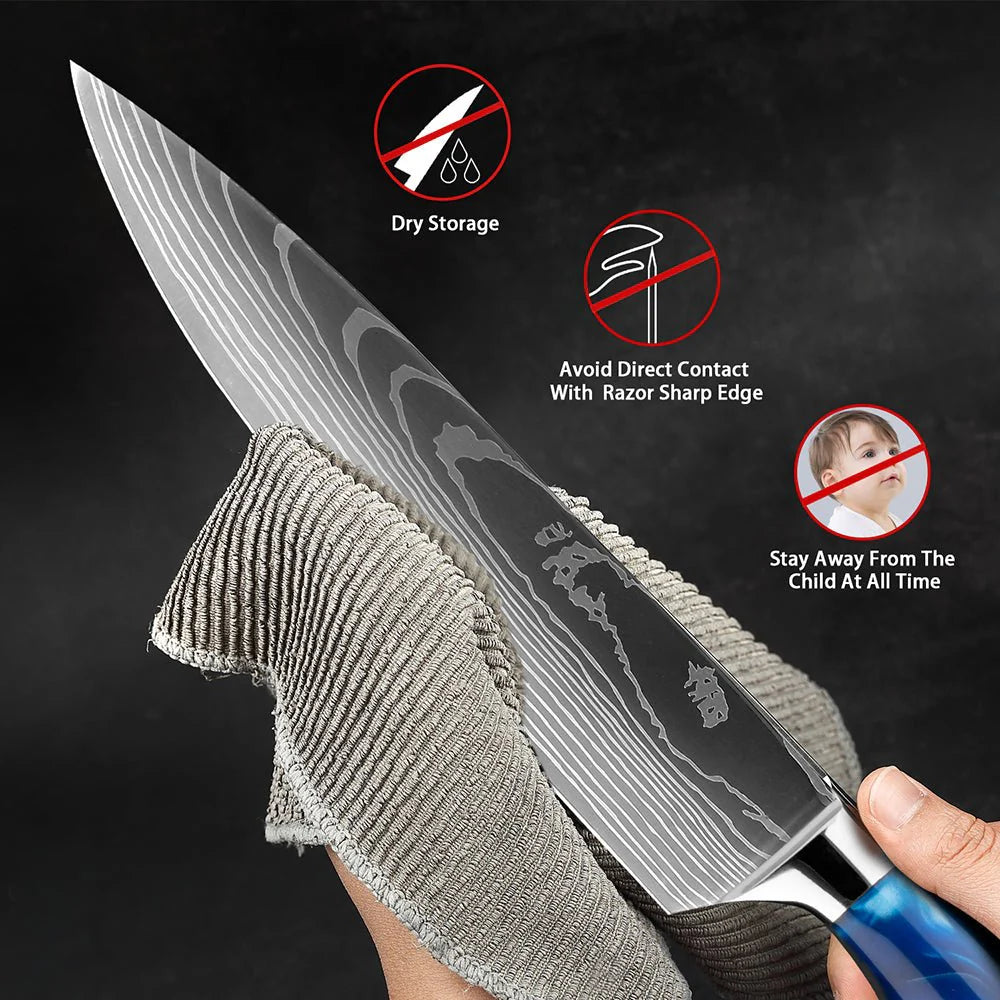 9-Piece Kitchen Knife Set with Sharpener & Roll Bag