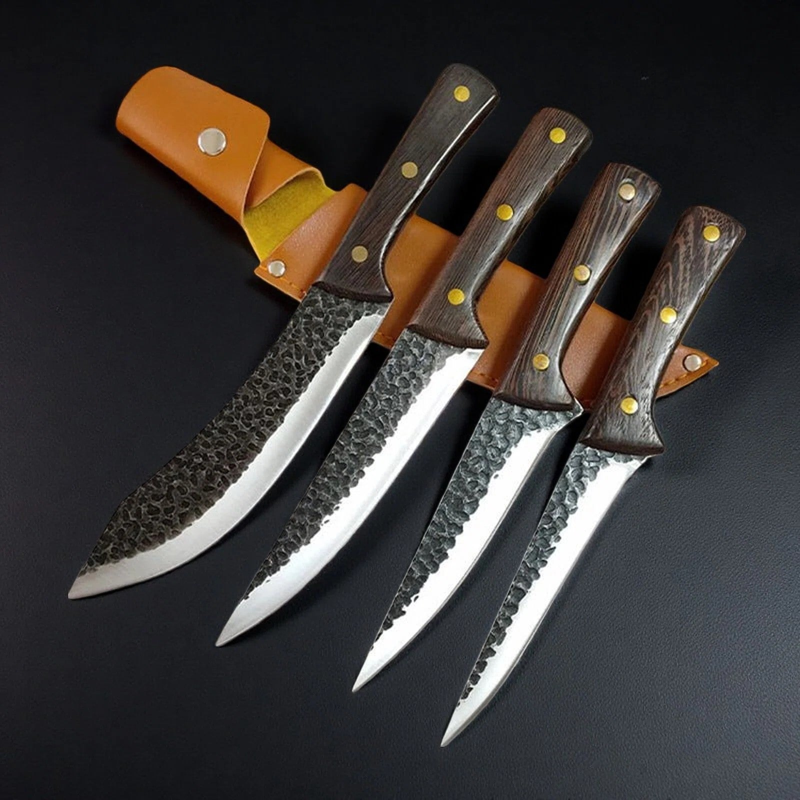 4 Piece Butcher Knife Set With Sheath - Letcase.com