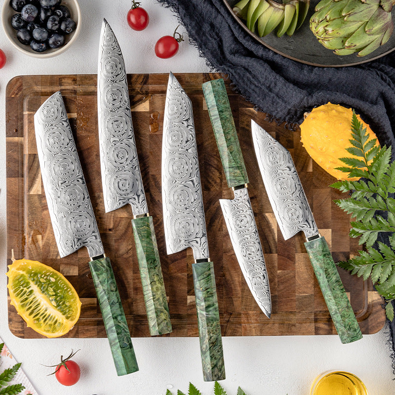 5-Piece Japanese Damascus Knife Set