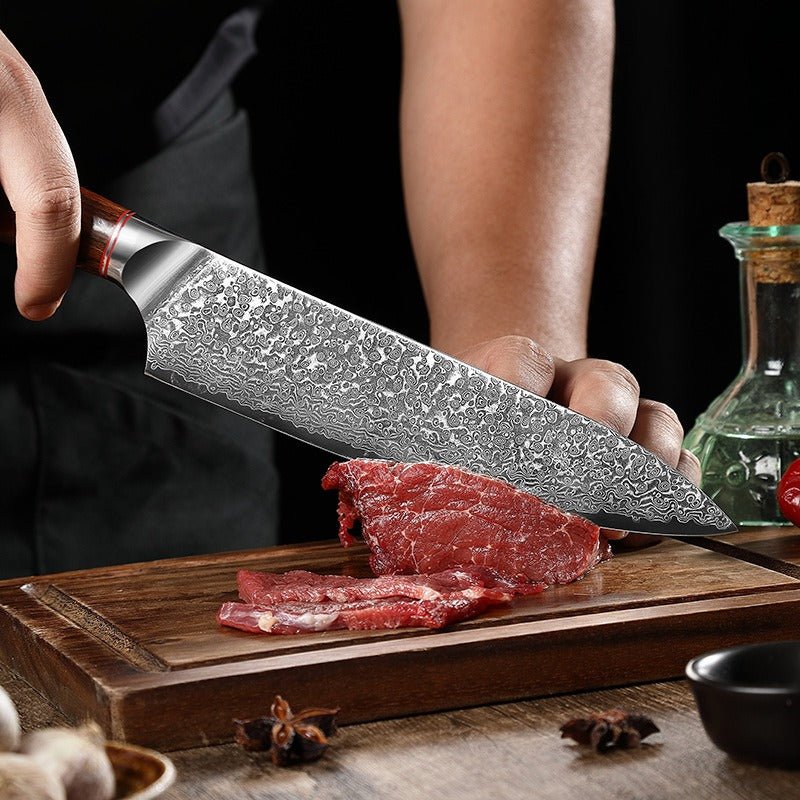 7 - Piece Damascus Chef Knife Set - Letcase