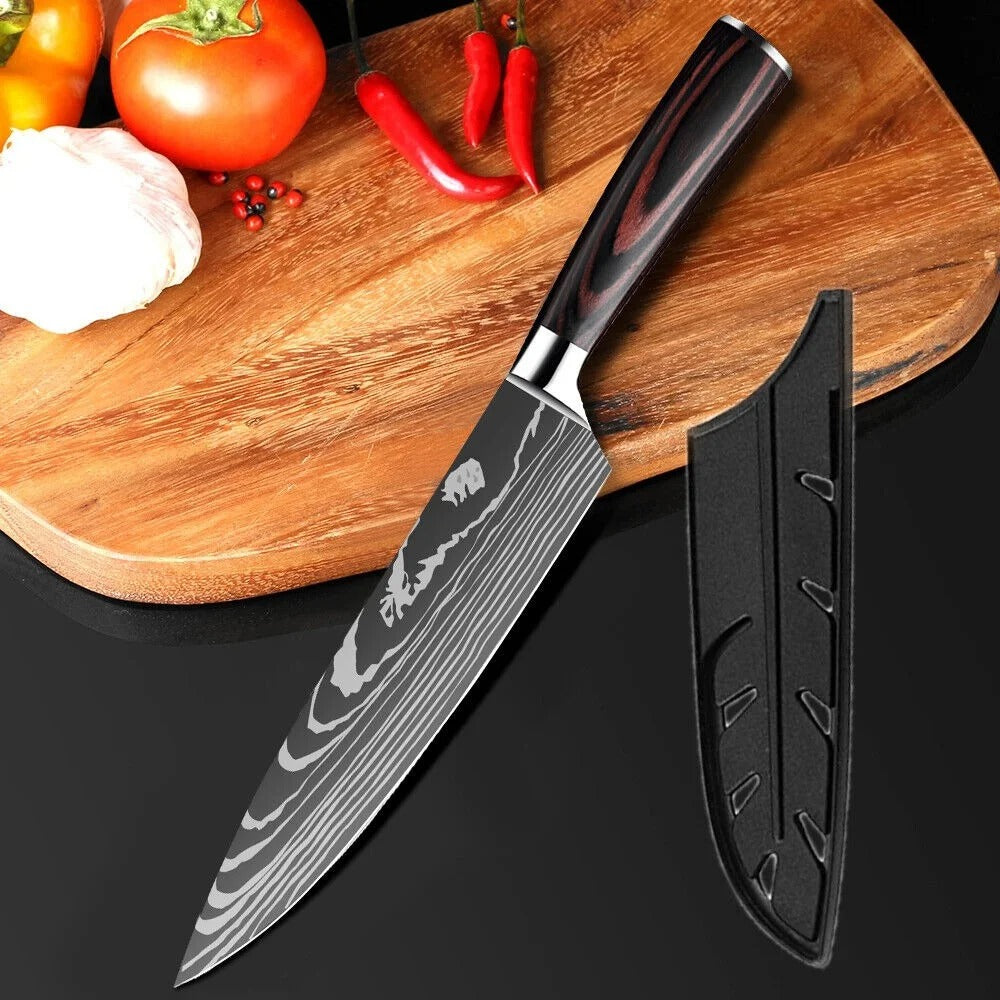 8-Inch High Carbon Stainless Steel Chef Knife with Protective Cover