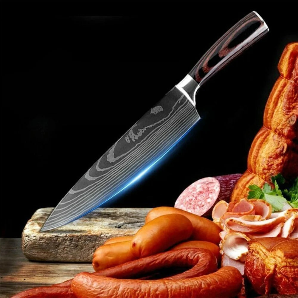 8-Inch High Carbon Stainless Steel Chef Knife with Protective Cover