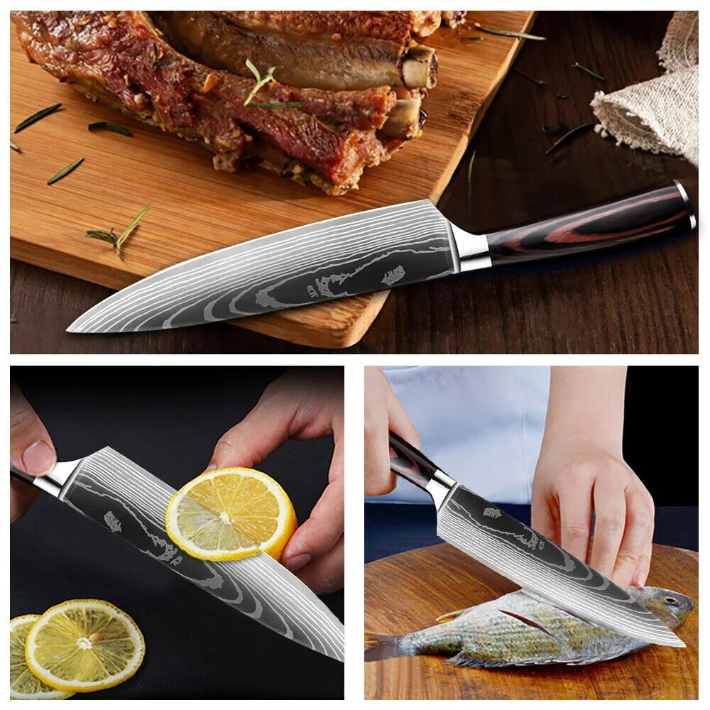 8-Inch High Carbon Stainless Steel Chef Knife with Protective Cover