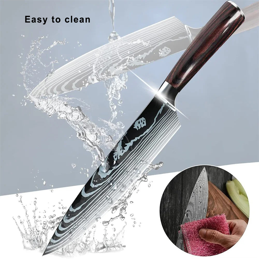 8-Inch High Carbon Stainless Steel Chef Knife with Protective Cover