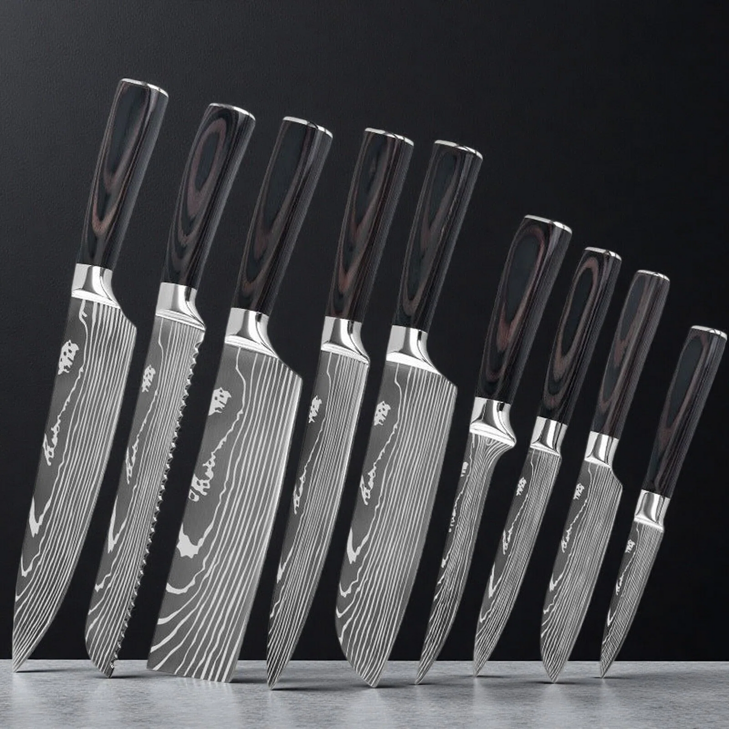 9-Piece Professional High Carbon Steel Kitchen Knife Set