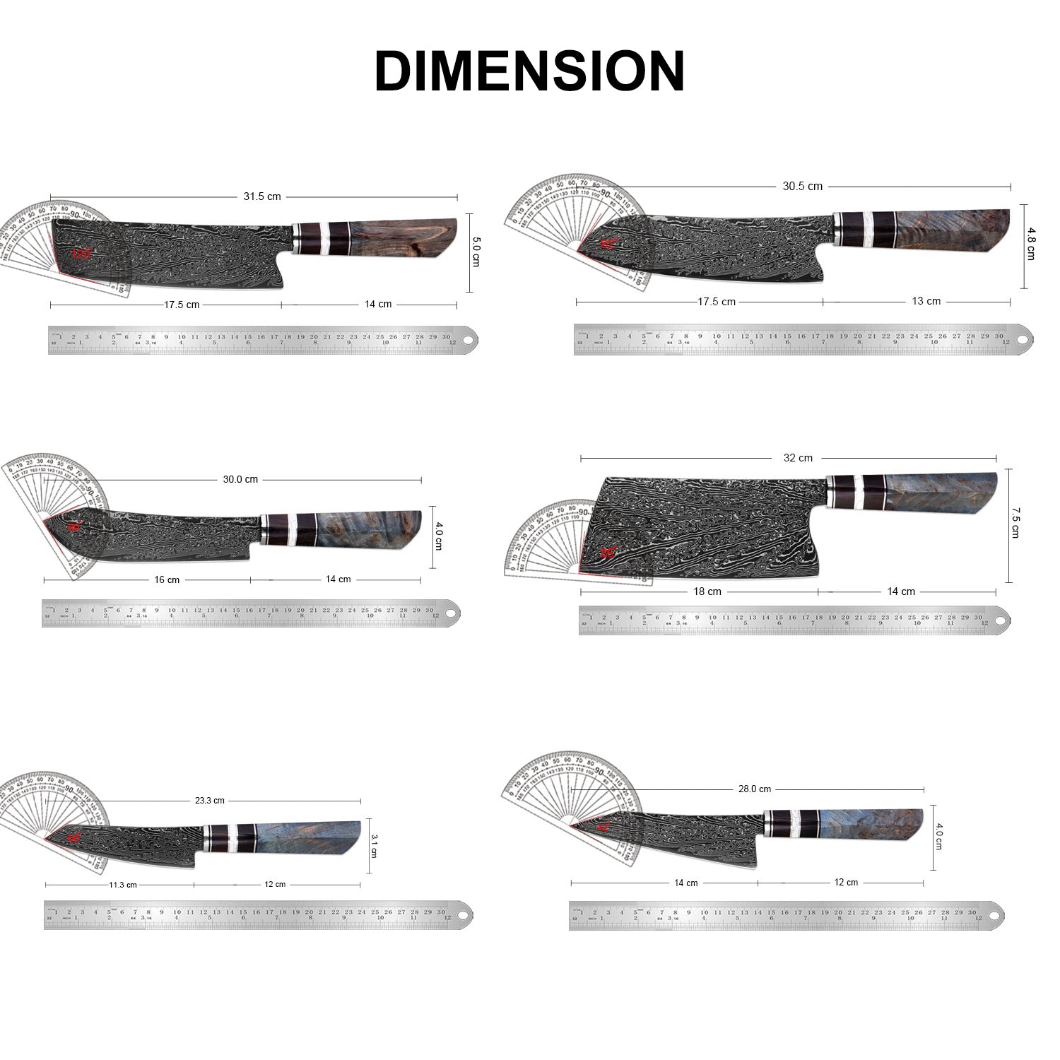 Hand-Forged Damascus Steel Knife Set with Ergonomic Stabilized Wood Handle