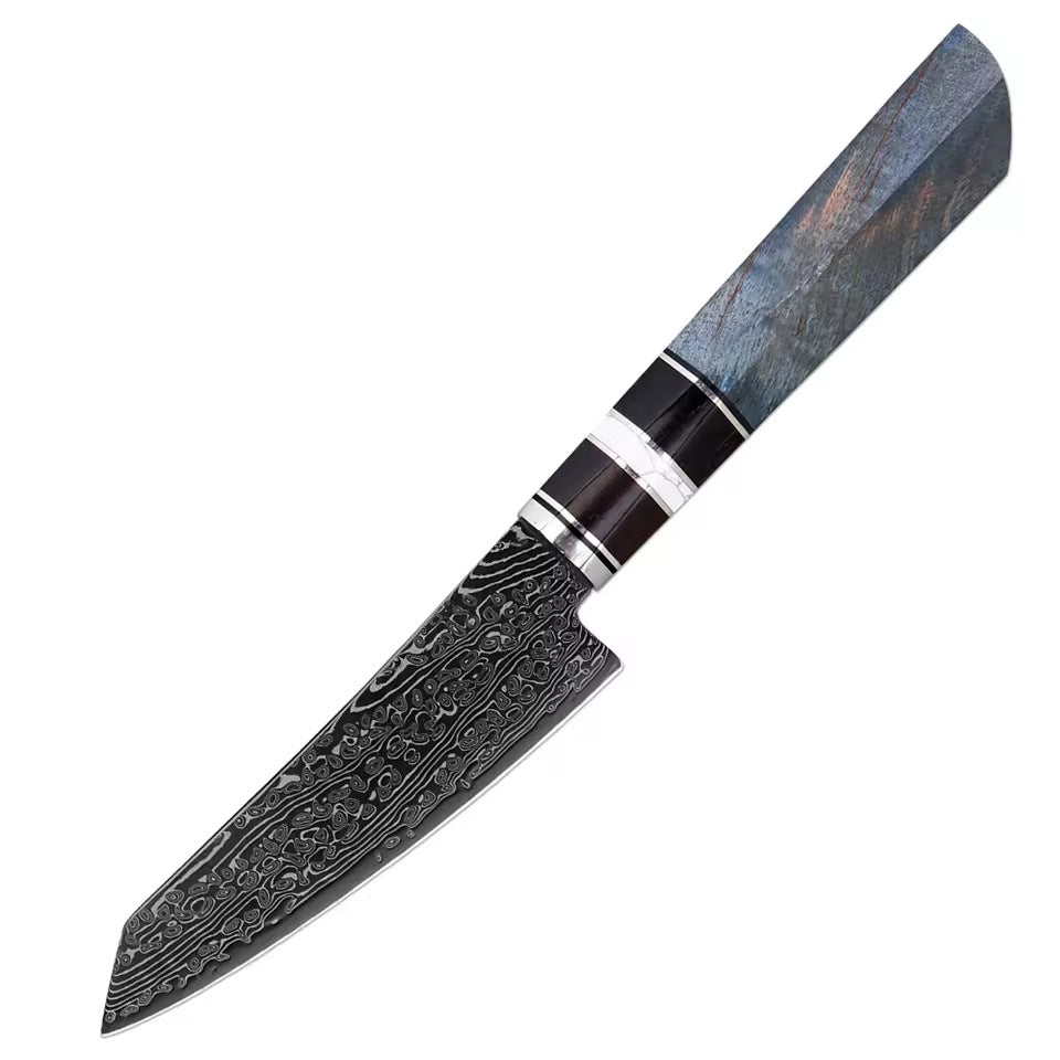 Hand-Forged Damascus Steel Knife Set with Ergonomic Stabilized Wood Handle