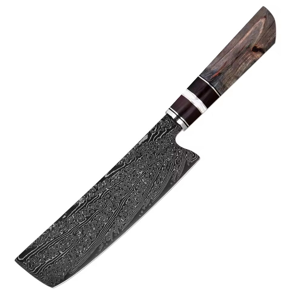 Hand-Forged Damascus Steel Knife Set with Ergonomic Stabilized Wood Handle