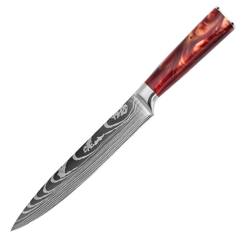 Professional Chef Knife Set with Red Resin Handle