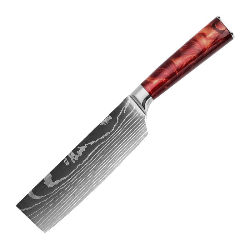 Professional Chef Knife Set with Red Resin Handle