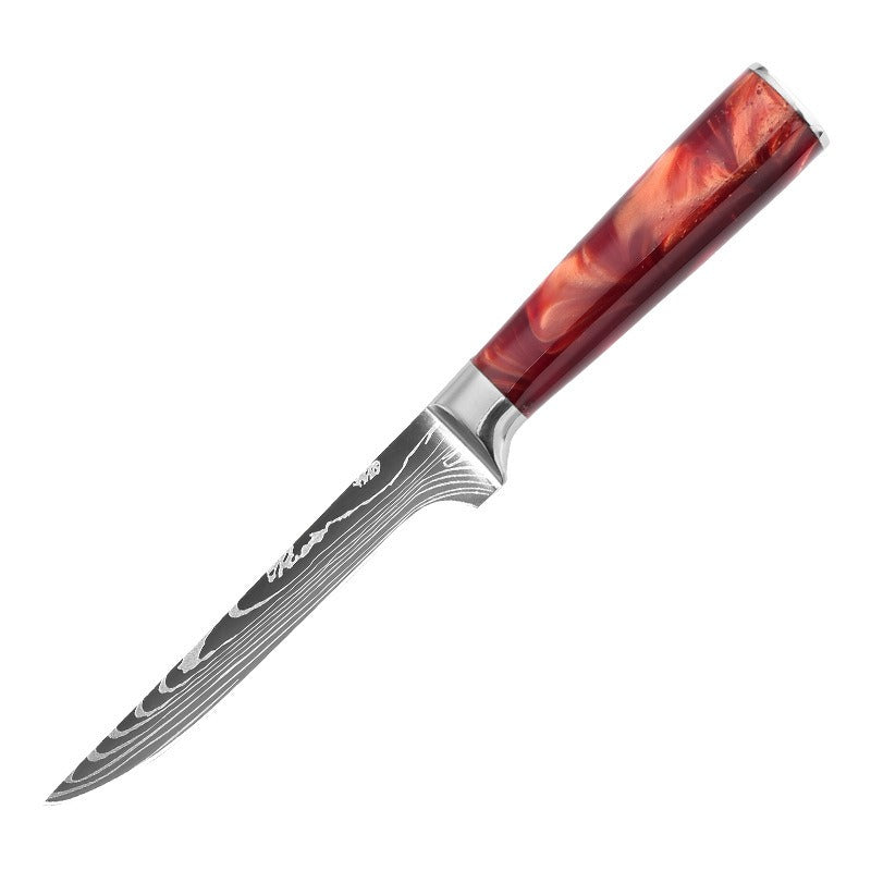 Professional Chef Knife Set with Red Resin Handle