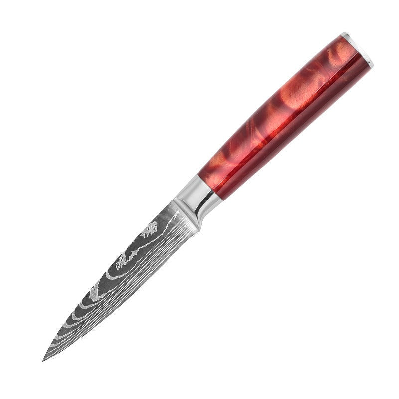 Professional Chef Knife Set with Red Resin Handle