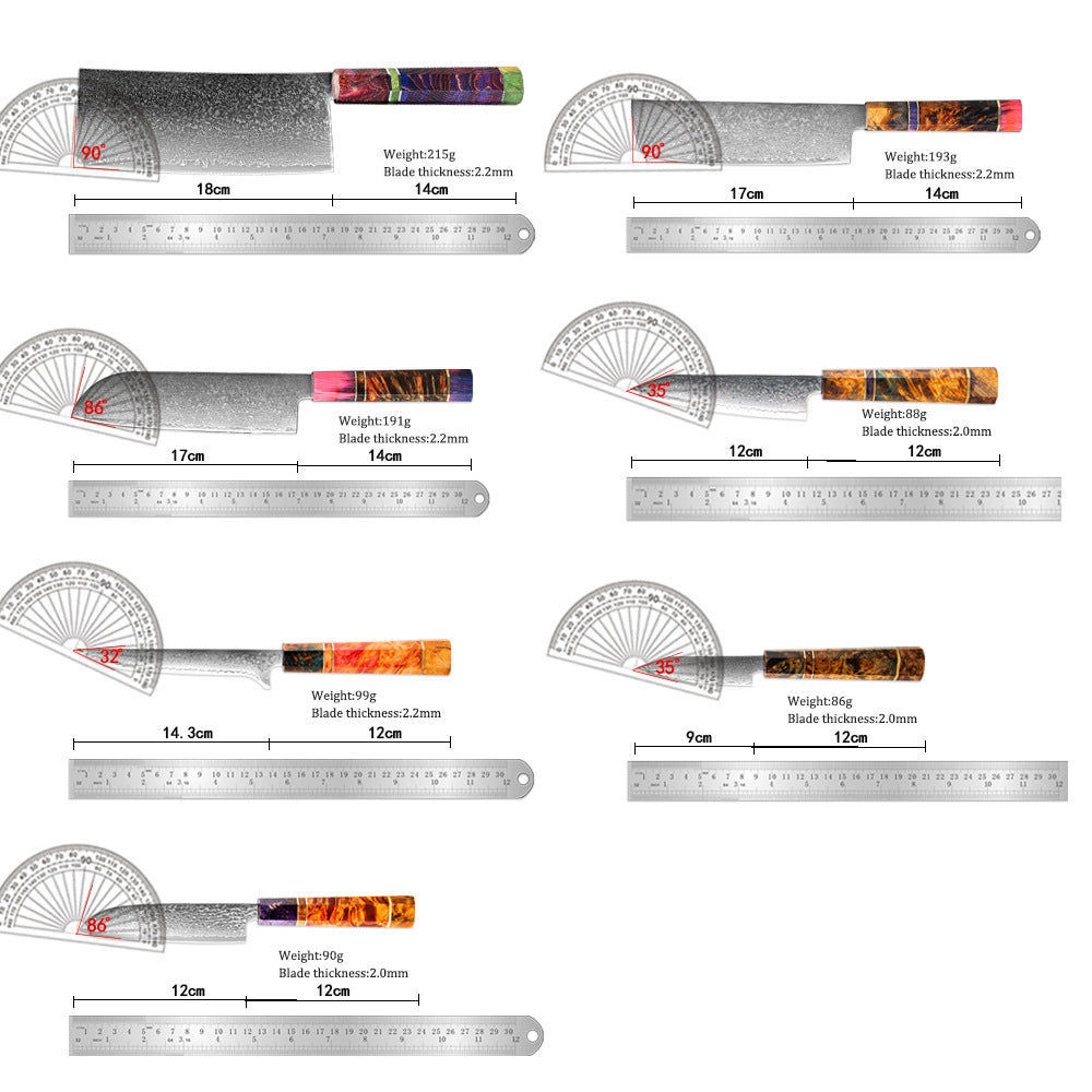 Professional 67-Layer Japanese Damascus Steel Knife Set