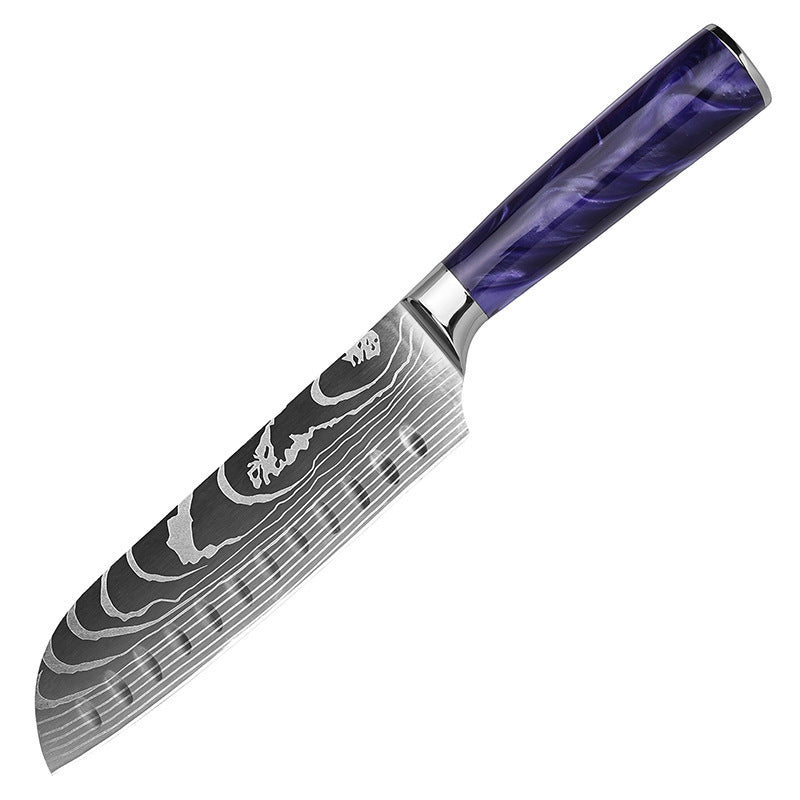 Professional Japanese Kitchen Knife Set with Purple Resin Handle