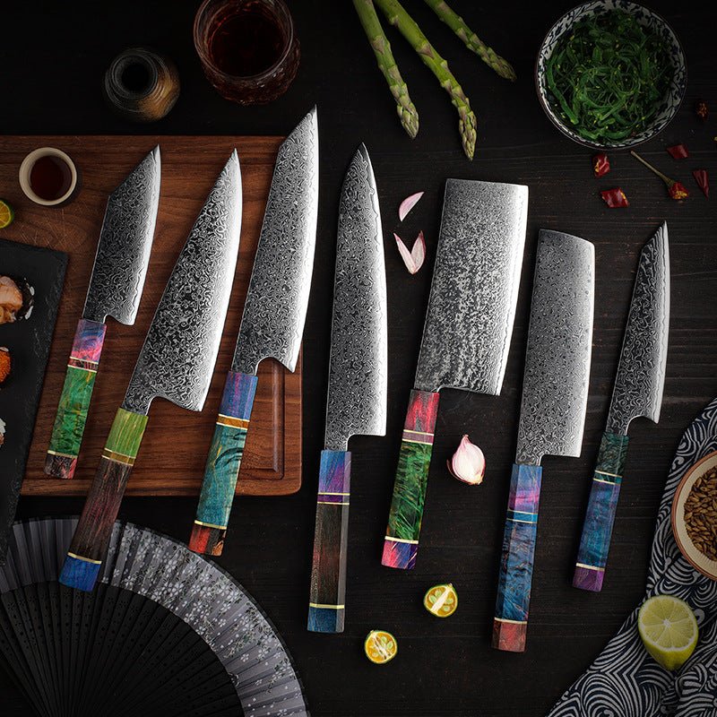 Damascus Kitchen Knife Set - Letcase