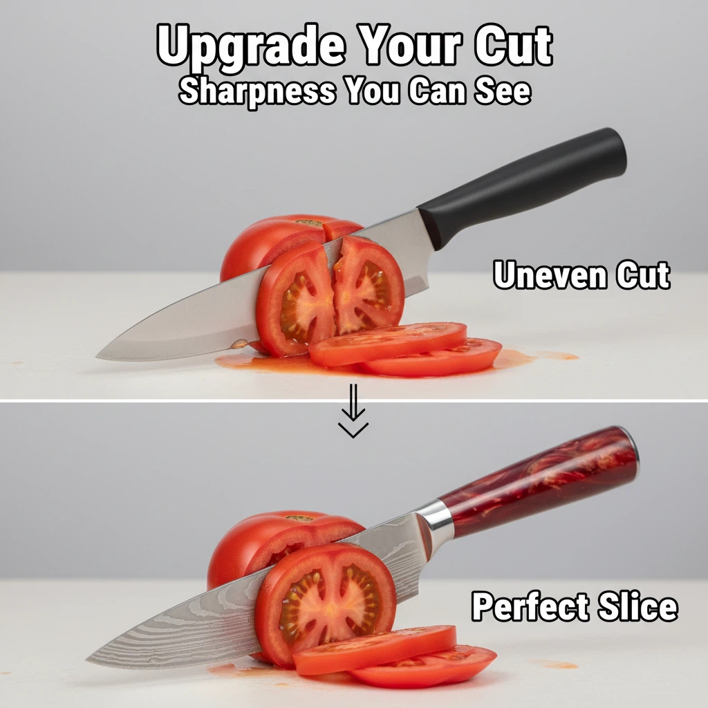 Professional Chef Knife Set with Red Resin Handle