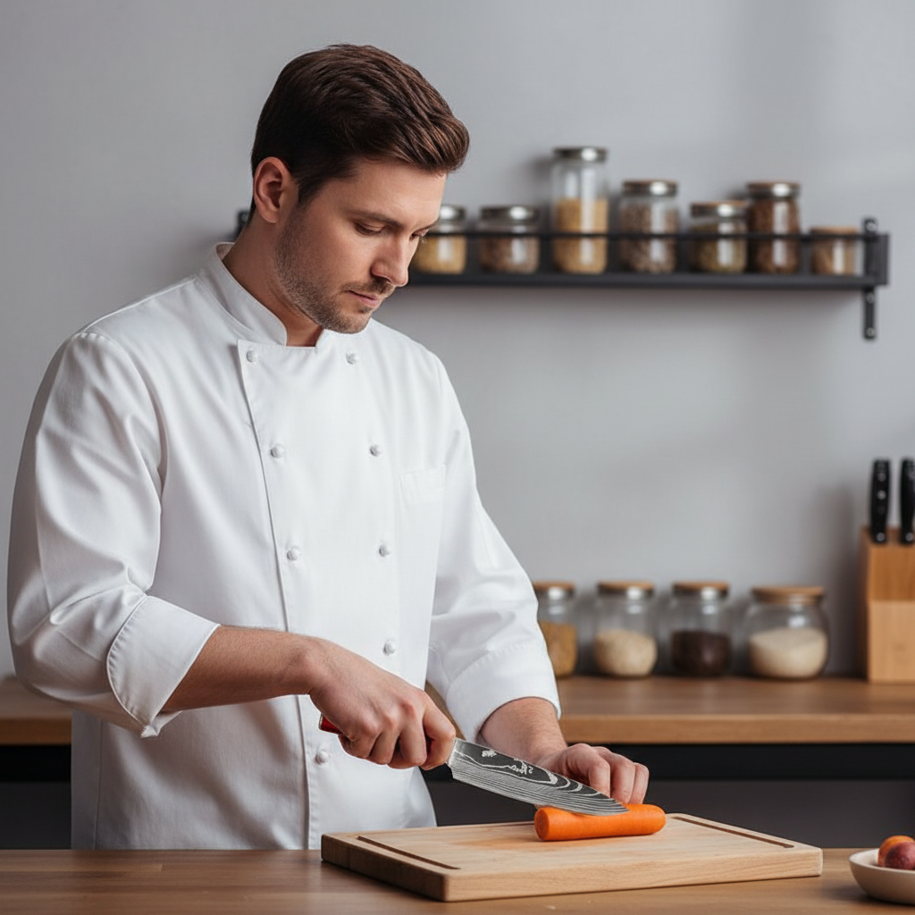 Professional Chef Knife Set with Red Resin Handle