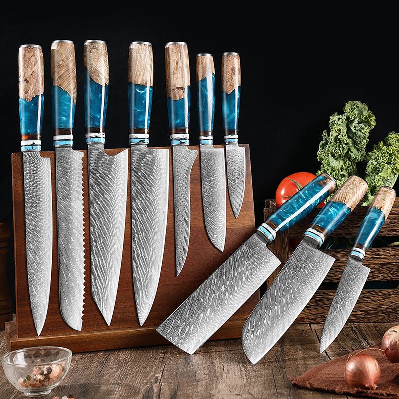 10 Piece Japanese Damascus Kitchen Knives Set - Letcase