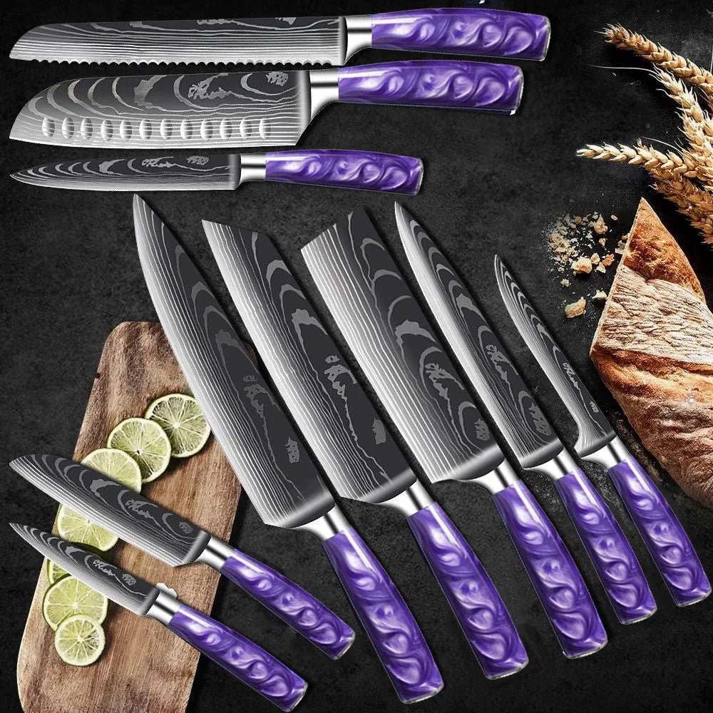 10-Piece Kitchen Knives Set With Resin Handle - Letcase