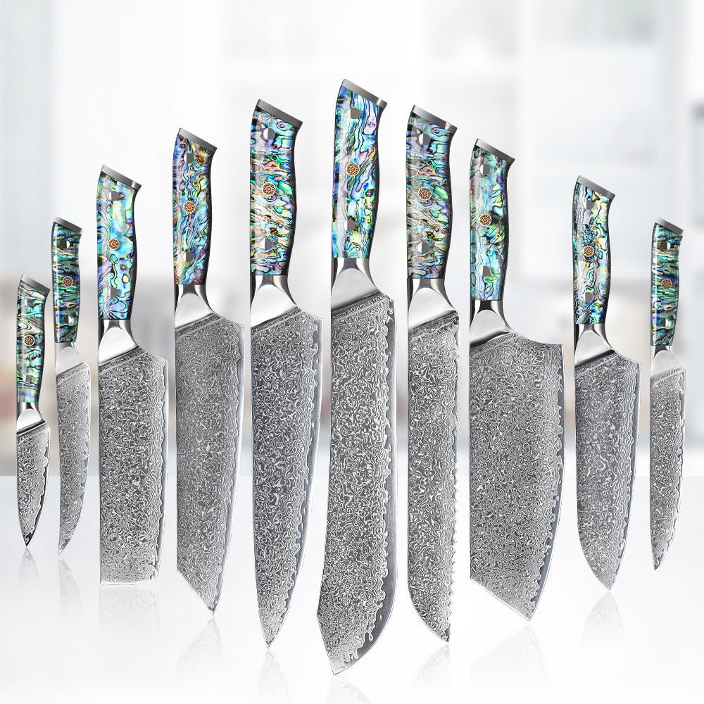 10 Piece Professional Damascus Kitchen Knife Set - Letcase