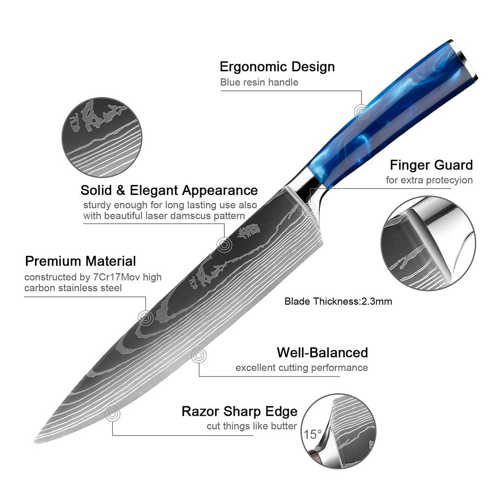 10 Piece Professional High Carbon Stainless Steel Chef Knife Set - Letcase