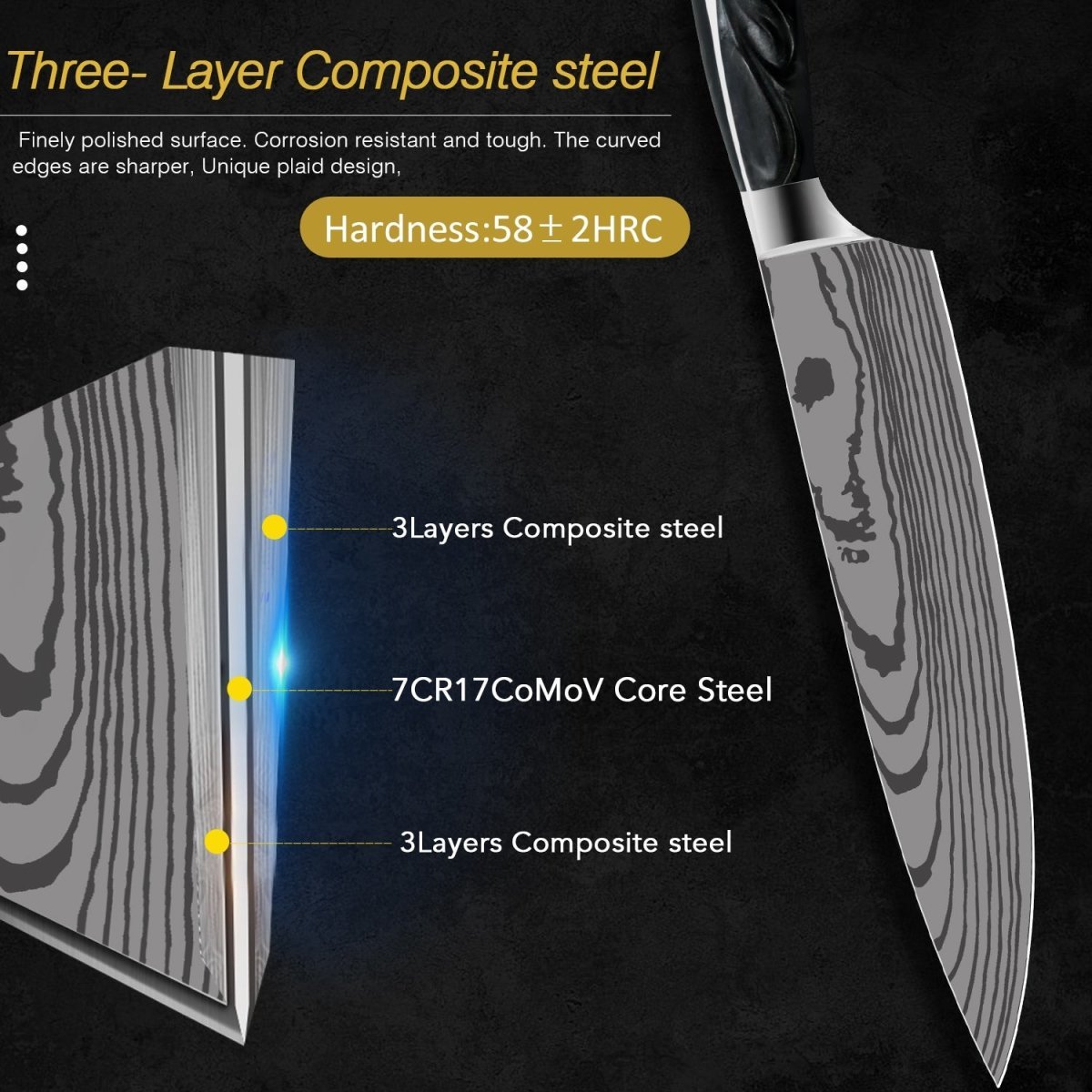 11-Piece Professional Kitchen Knife Set, Resin Wood Handle - Letcase