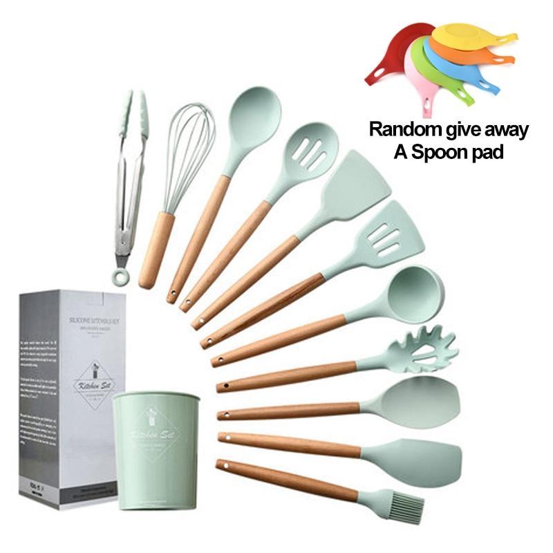 12 Pieces Silicone Cooking Utensils Set With Storage Box Kitchen Tools - Letcase