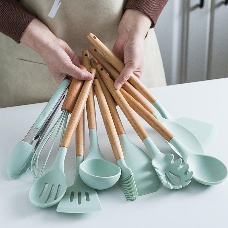 12 Pieces Silicone Cooking Utensils Set With Storage Box Kitchen Tools - Letcase