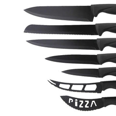 17 Pieces Titanium Knife Set, Black Kitchen Block Knife Set - Letcase