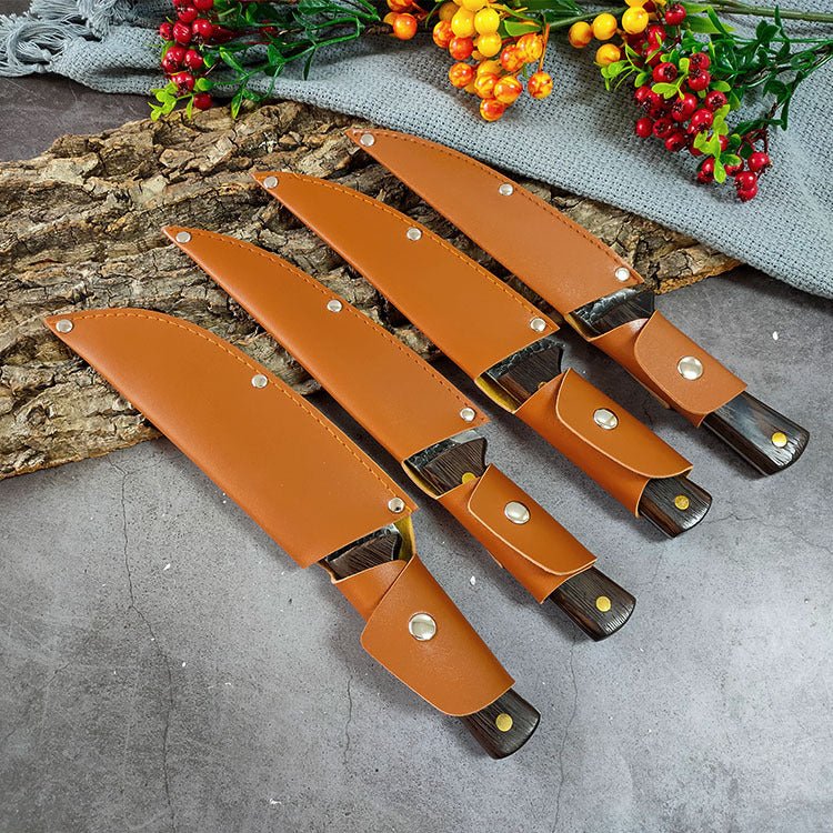 4 Piece Butcher Knife Set With Sheath - Letcase