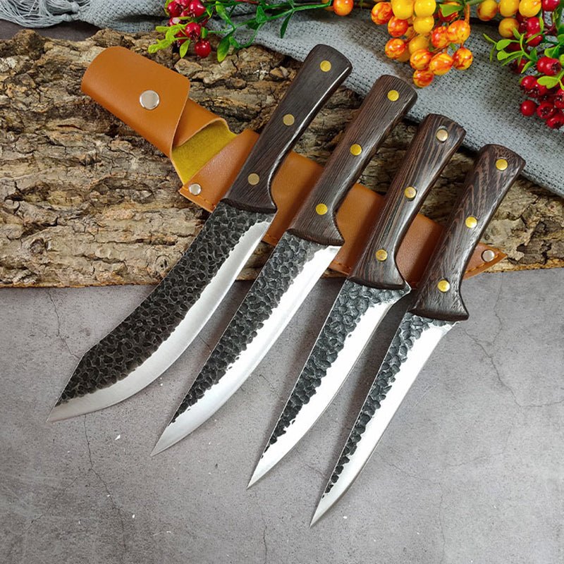 4 Piece Butcher Knife Set With Sheath - Letcase