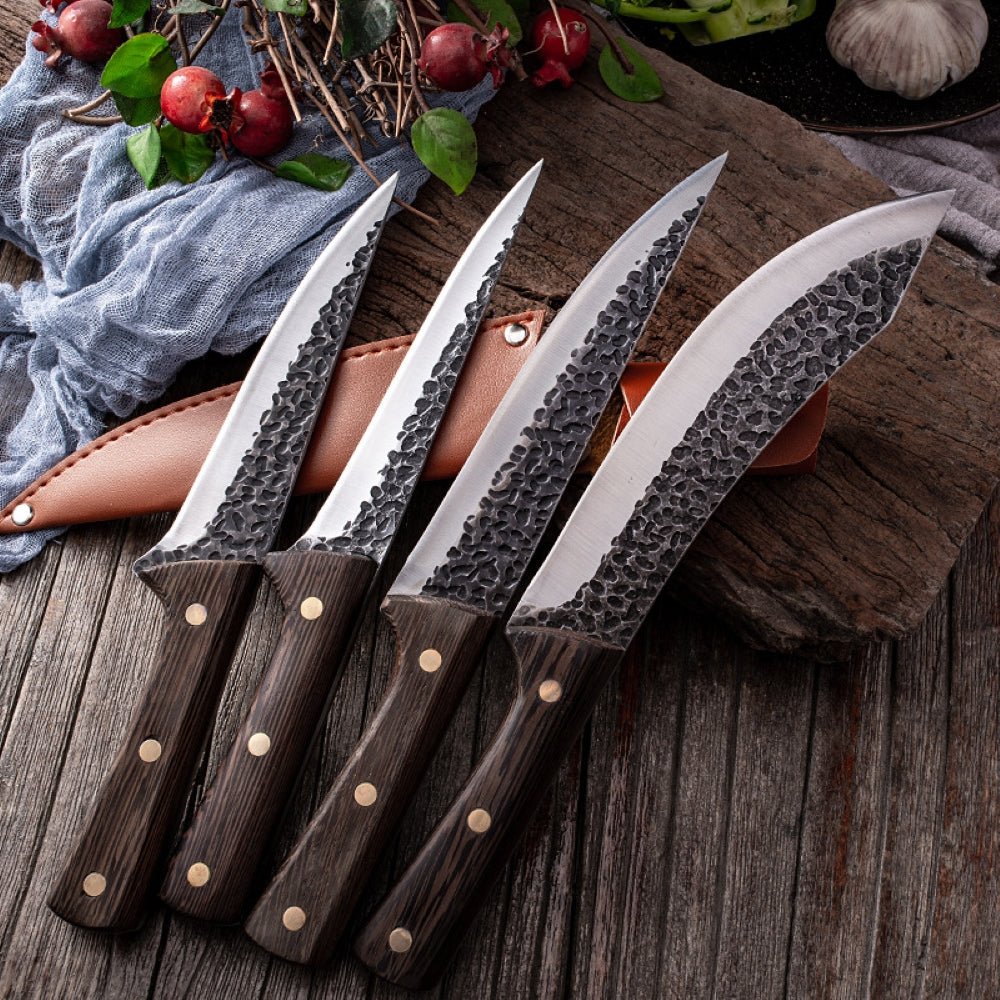 4 Piece Butcher Knife Set With Sheath - Letcase