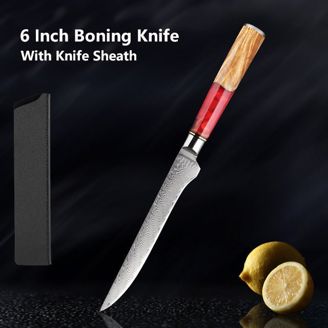 4 Piece Japanese Damascus Chef Knife Set - Letcase