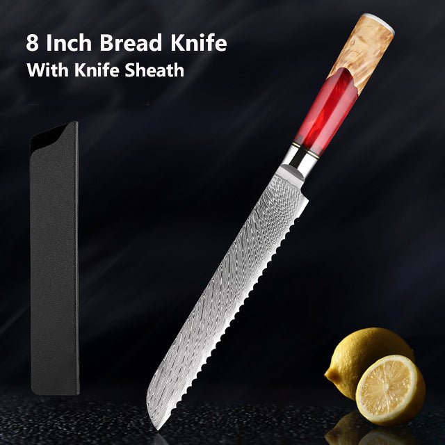 4 Piece Japanese Damascus Chef Knife Set - Letcase