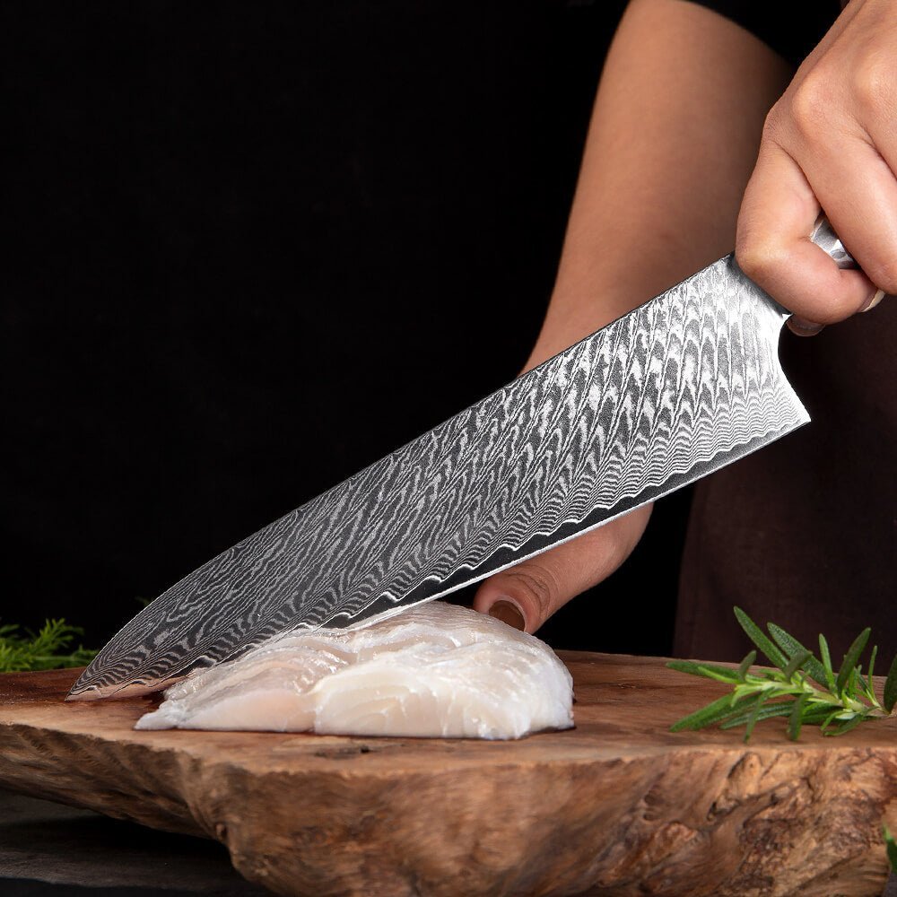 4 Piece Japanese Damascus Chef Knife Set - Letcase