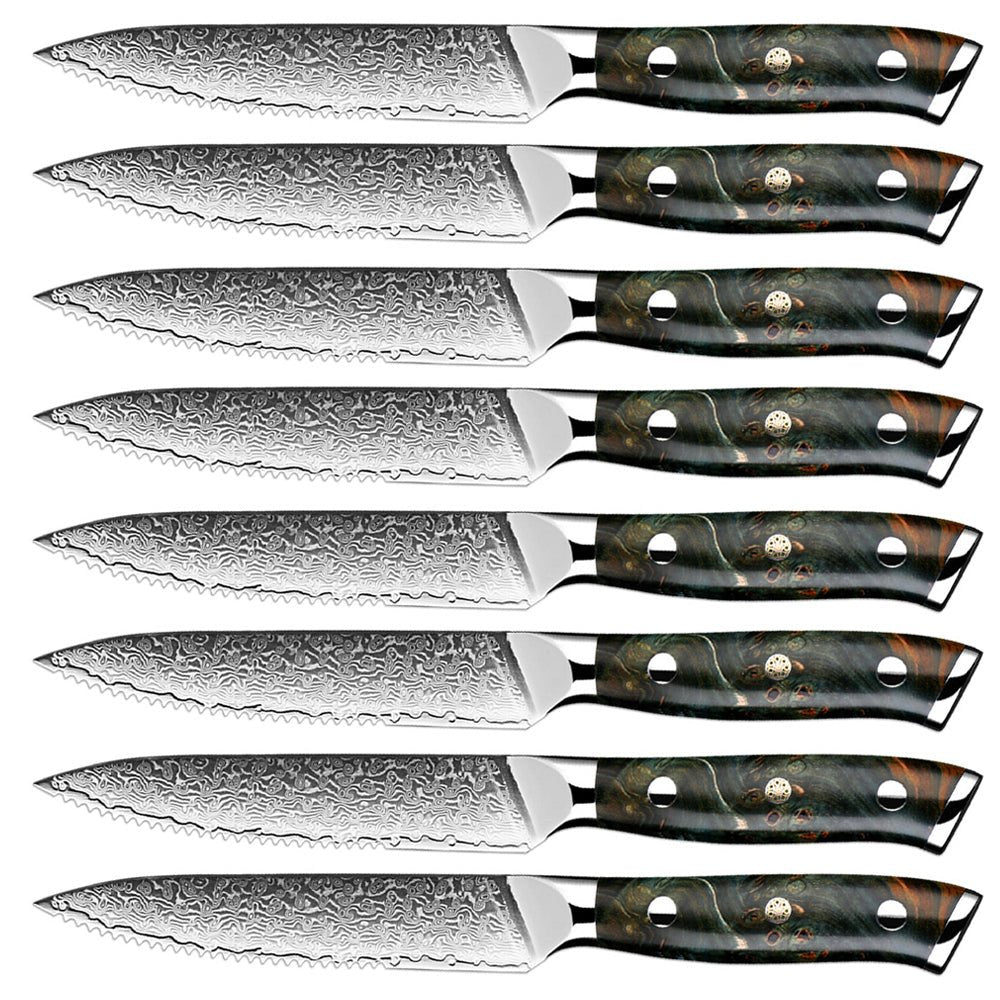 5 Inch Damascus Steel Steak Knife Set - Letcase