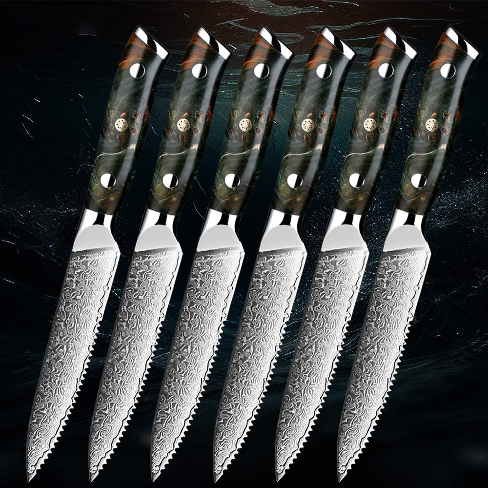 5 Inch Damascus Steel Steak Knife Set - Letcase