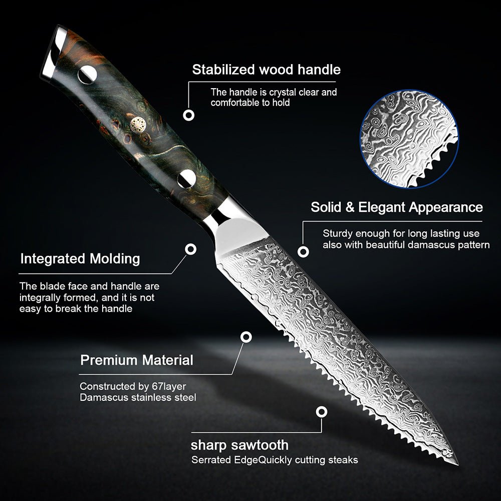 5 Inch Damascus Steel Steak Knife Set - Letcase