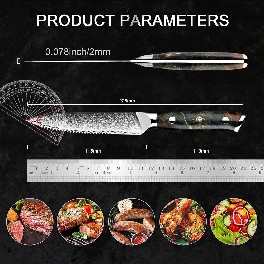 5 Inch Damascus Steel Steak Knife Set - Letcase