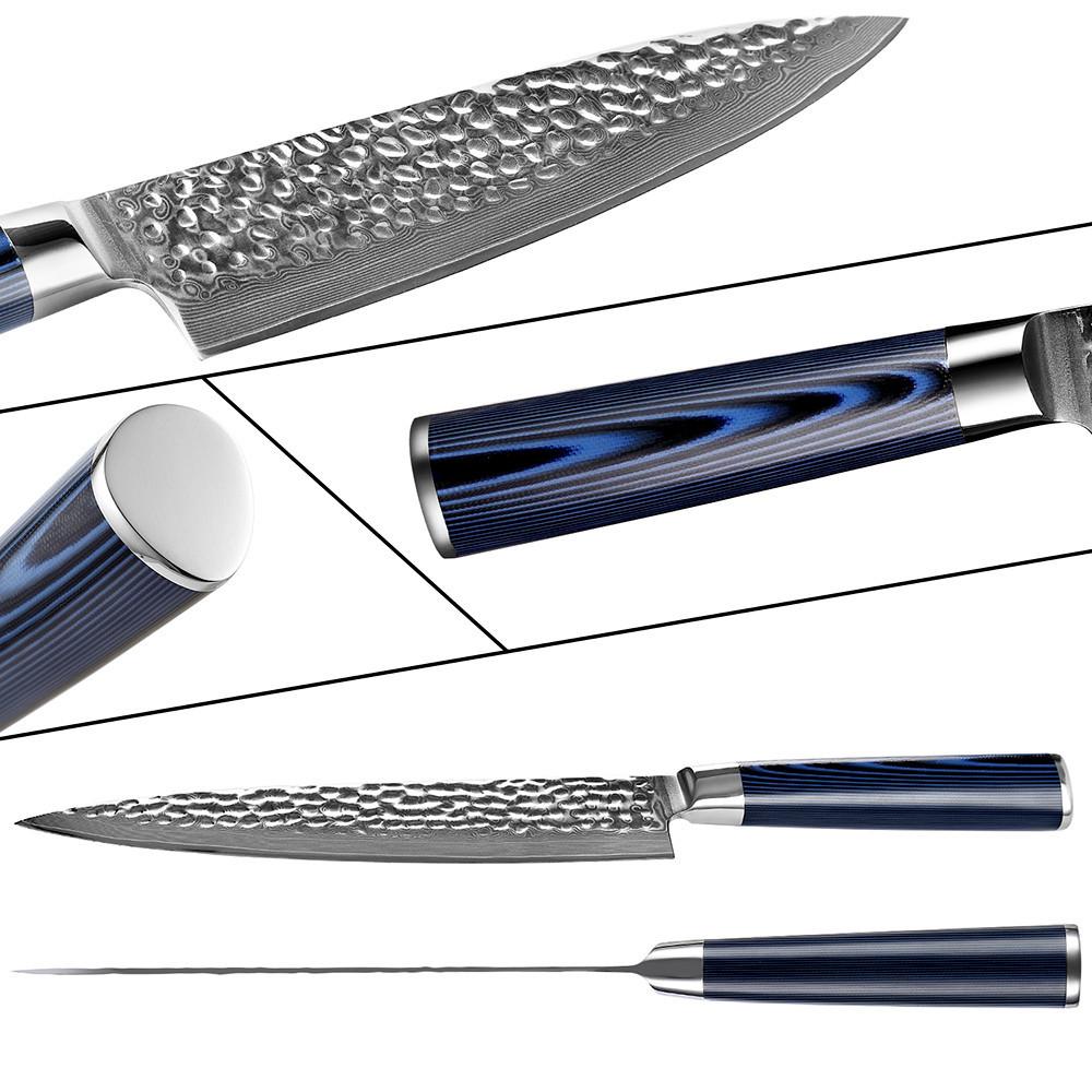 5-Piece Kitchen Knife Set, VG10 Damascus Chef Knife Set - Letcase