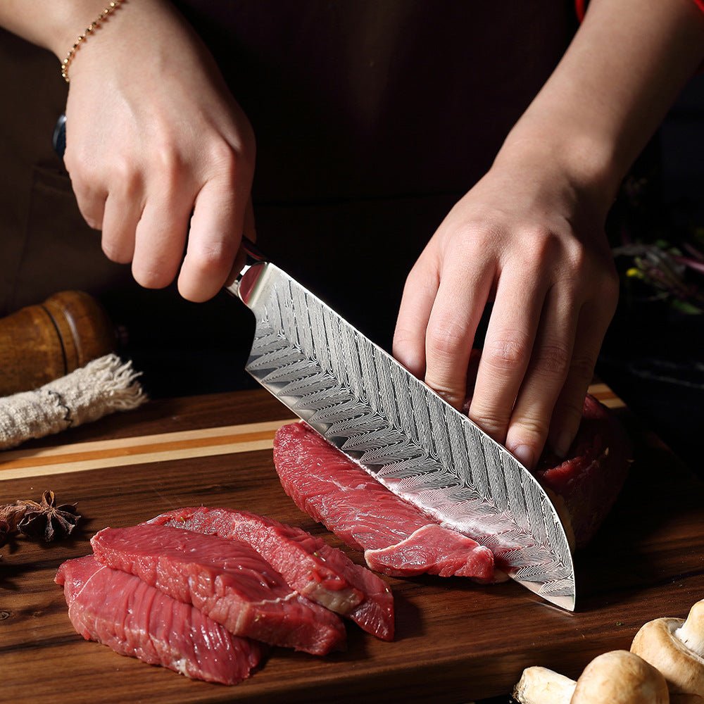 6-Piece Damascus Chef Knife Set With Honeycomb Resin Handle - Letcase