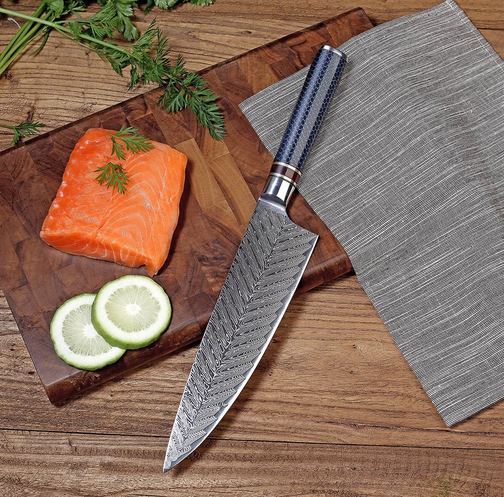 6-Piece Damascus Chef Knife Set With Honeycomb Resin Handle - Letcase