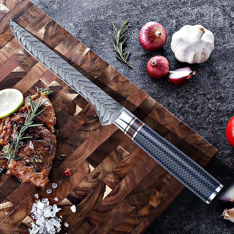 6-Piece Damascus Chef Knife Set With Honeycomb Resin Handle - Letcase