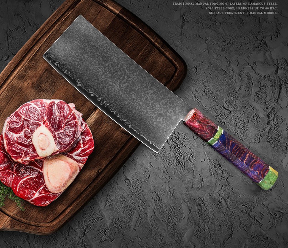 7 Inch Damascus Meat Cleaver Knife - Letcase