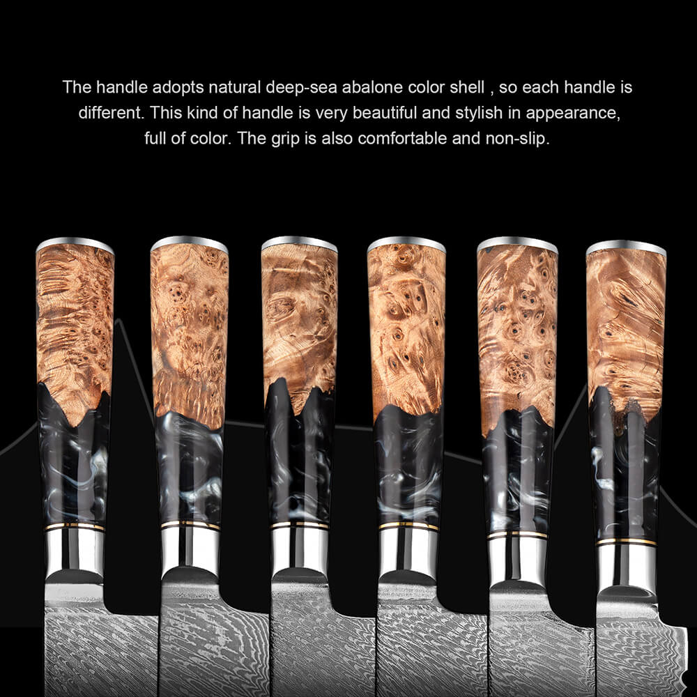 7 Piece Damascus Kitchen Knife Set Ultra-sharp 67 Layer Japanese Chef Knives - Letcase