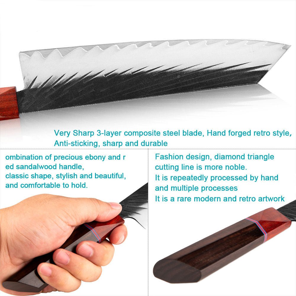 7 Piece Handmade Kitchen Knives Set With Ebony handle - Letcase