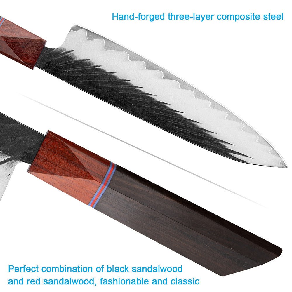 7 Piece Handmade Kitchen Knives Set With Ebony handle - Letcase