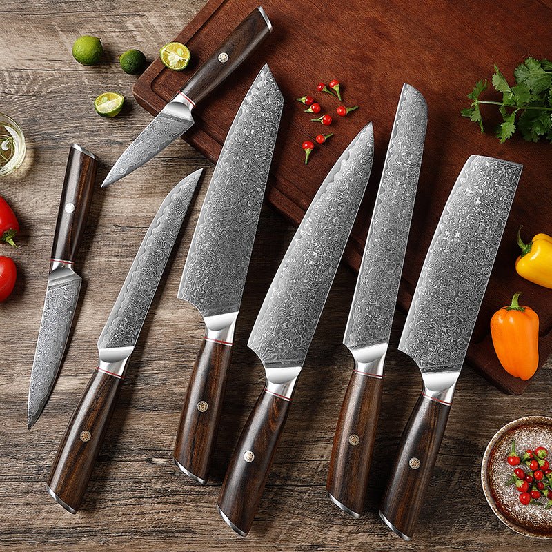 7-Piece Professional Damascus Chef Knives Set - Letcase
