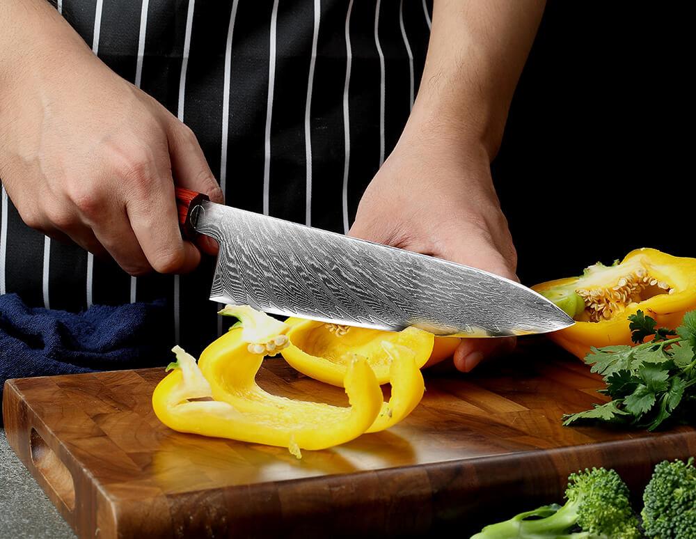 8 Inch Damascus Steel Kitchen Knives With Wooden Resin Handle - Letcase